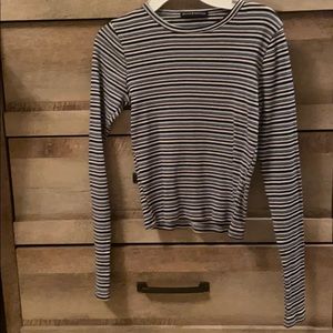 Brandy Melville cropped blue striped shirt